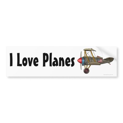 "Aeroplane Vintage Biplane, I Love Planes… Bumper  by art1st
