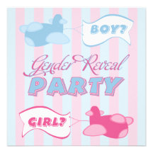 Aeroplanes and Banners Gender Reveal Party Personalized Invitation
