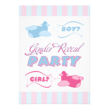 Aeroplanes and Banners Stripes Gender Reveal Party Personalised Announcement