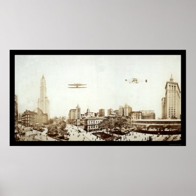 Aeroplanes NYC City Hall Photo 1913 by lc_panoramicphotos