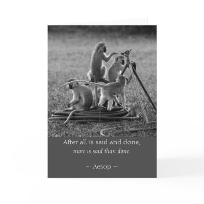 Aesop Quotes Funny Monkeys Card by chris_scroggins