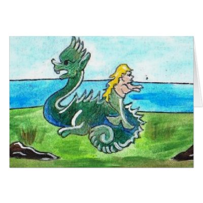 Aesop's Dragon and Mermaid All-Occasion Card by dkpalmer