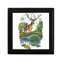 Aesop's fables, the deer and his reflection jewelry boxes