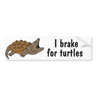 AF- I Brake for Turtles Snapping Turtle Sticker Bumper Sticker by inspirationrocks