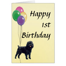 Affenpinscher Happy 1st Birthday Card