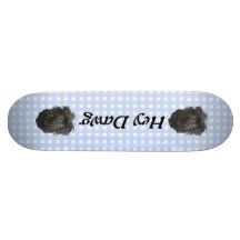 Affenpinscher on Blue Gingham Skate Board