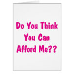 afford me pink greeting card