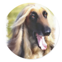Afghan Hound Art Gifts Round Stickers