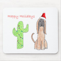 Afghan Hound Cactus Christmas Mousepad