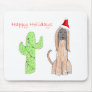 Afghan Hound Cactus Christmas Mousepad