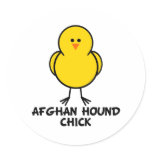 Afghan Hound Chick Round Sticker