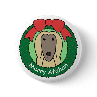 Afghan Hound Christmas Pins by dogcartoons