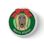 Afghan Hound Christmas buttons