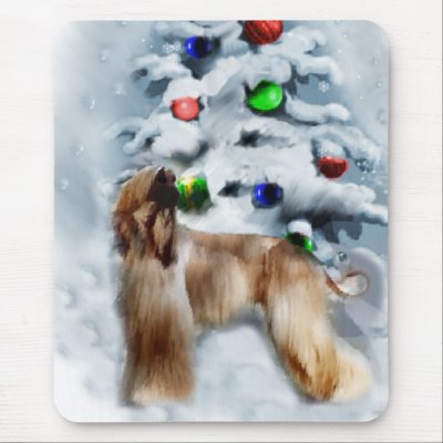 Afghan Hound Christmas Gifts Mousepad by DogsByDezign