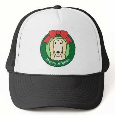 Afghan Hound Christmas Trucker Hats by dogcartoons