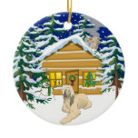 Afghan Hound Christmas Log Cabin Ornament