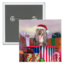 Afghan Hound Christmas Surprise Pinback Buttons