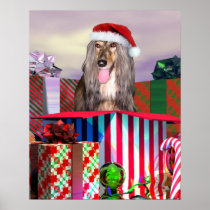 Afghan Hound Christmas Surprise Print