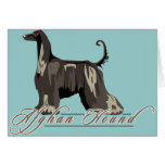 Afghan Hound, Detailed, Black Greeting Cards