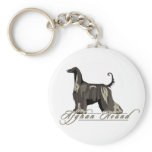 Afghan Hound, Detailed, Black Keychain