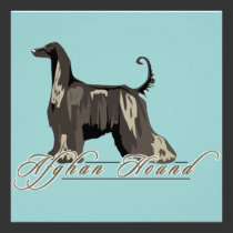 Afghan Hound, Detailed, Black invitations