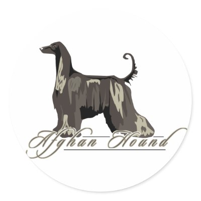 Afghan Hound, Detailed, Black Stickers by DDGraphix