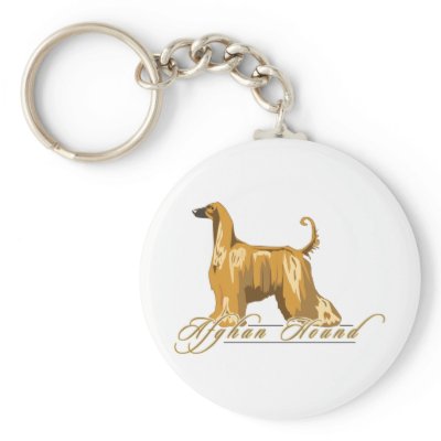 Afghan Hound, Detailed, Gold Key Chain by DDGraphix