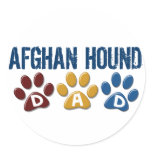 AFGHAN HOUND Paw Print Dad Round Sticker