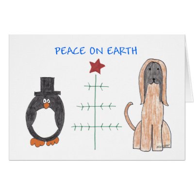 Afghan Hound Peace On Earth Greeting Cards by giftsjustforuholiday