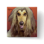 Afghan Hound Pet Portrait on Button