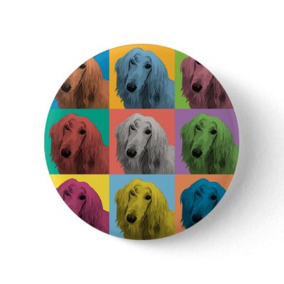 Afghan Hound Pop-Art Button by dogpopart