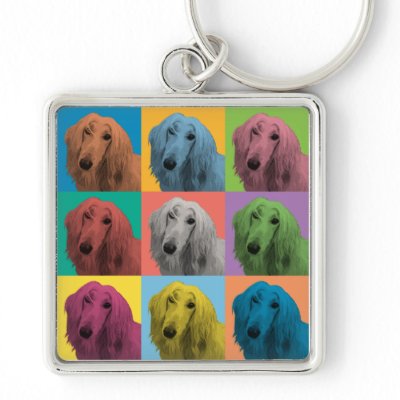 Afghan Hound Pop-Art Keychain by dogpopart