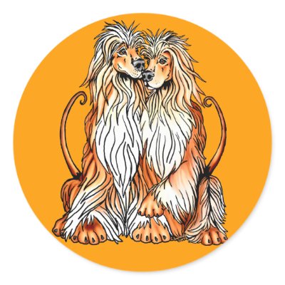 Afghan Hound Puppy Love Round Stickers by DanesRUs