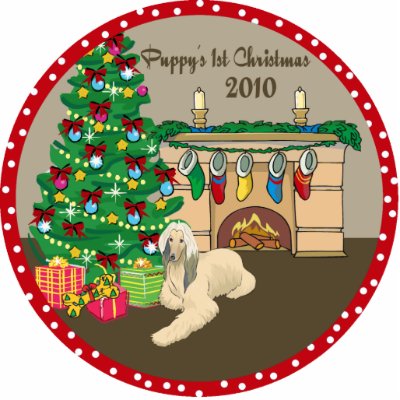 Afghan Hound Puppy's 1st Christmas Ornament 2010 Photo Cut Out by freespiritdesigns