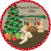Afghan Hound Puppy's 1st Christmas Ornament 2010 Photo Cut Out