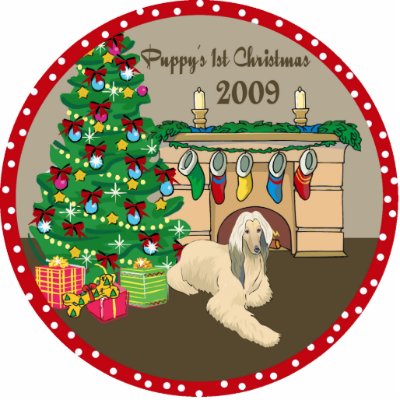 Afghan hound Puppy's First Christmas Ornament 2009 Cut Outs by freespiritdesigns