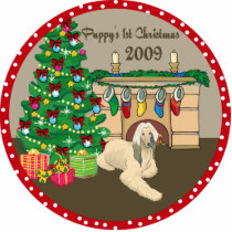 Afghan hound Puppy's First Christmas Ornament 2009 Cut Outs