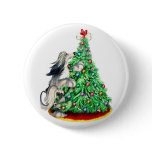 Afghan Hound Reach Goals Domino Blue Cream Button