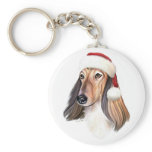 Afghan Hound Red Santa Key Chains