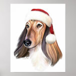 Afghan Hound Red Santa Print