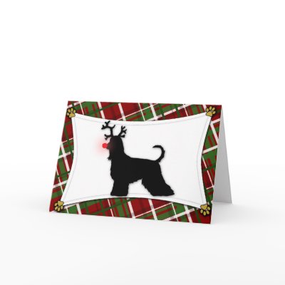 Afghan Hound Reindeer Christmas Card by MenagerieMayhem