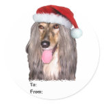 Afghan Hound Santa Claus Christmas Gift Tags Sticker