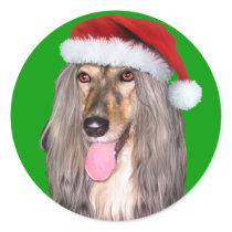 Afghan Hound Santa Claus Stickers