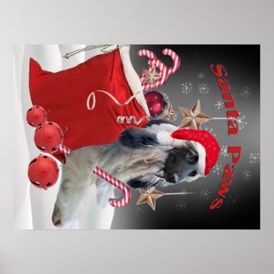 Afghan Hound Santa Paws Poster by friskybiz