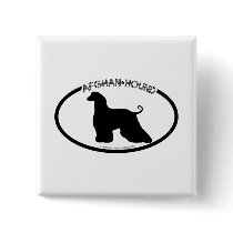 Afghan Hound Silhouette Black Button