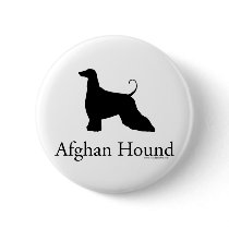 Afghan Hound Silhouette Button