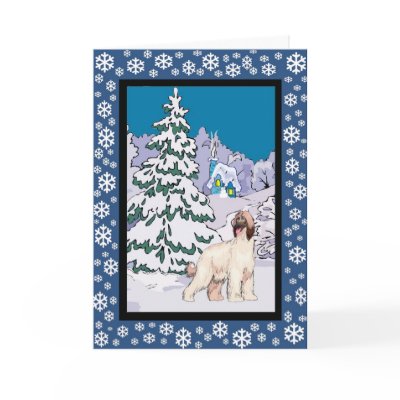 Afghan Hound Snowy Winter Cards by freespiritdesigns