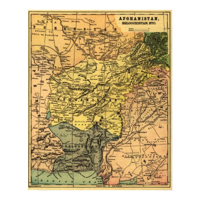 Afghanistan and Surrounding Countries Map Poster by LanternPress