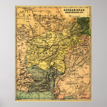 Afghanistan and Surrounding Countries Map Poster