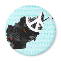 Afghanistan Trendy Peace Sign with Afghan map Fridge Magnet
